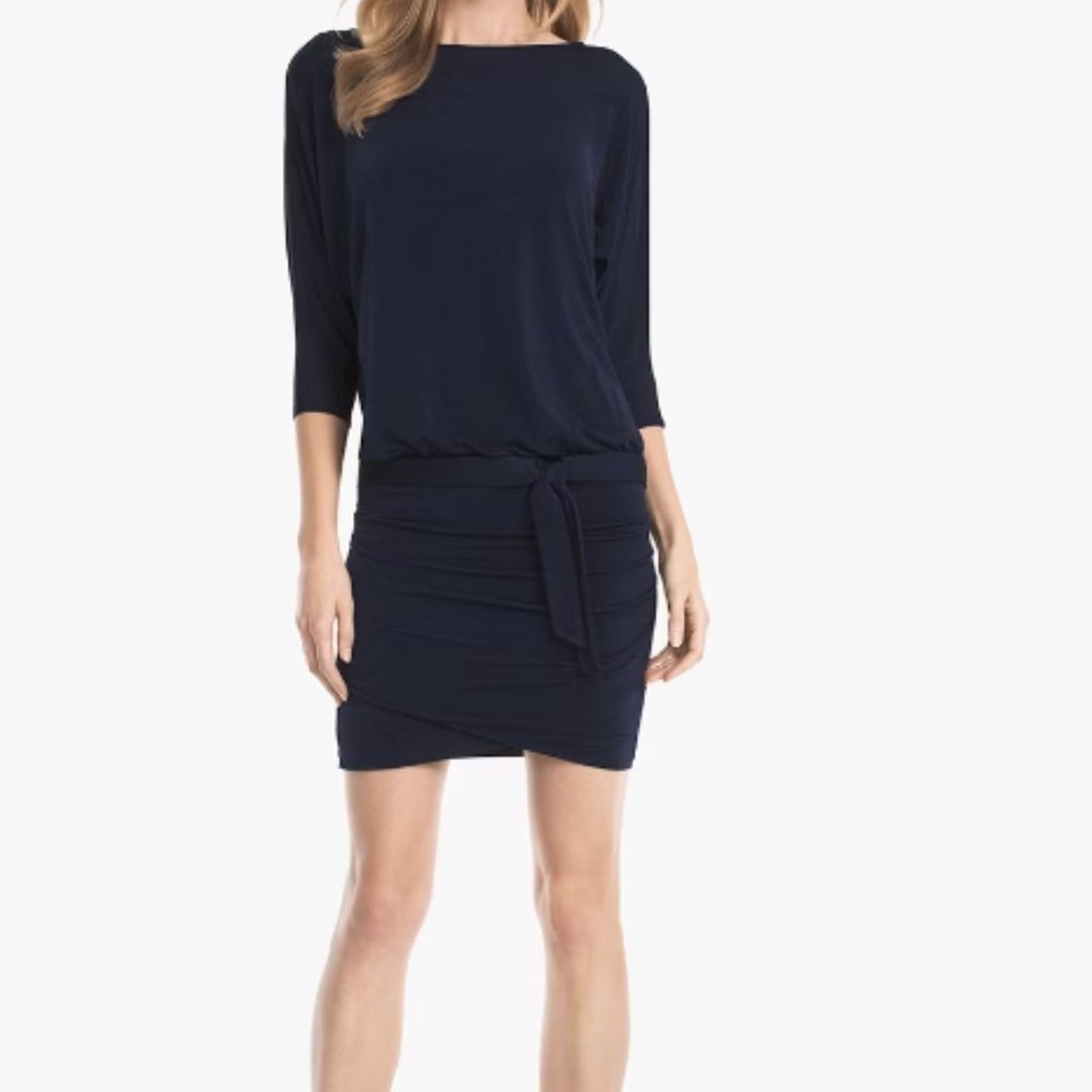 White House Black Market 3/4 Dolman Sleeve Knit Dress, Blue - Size XXS
